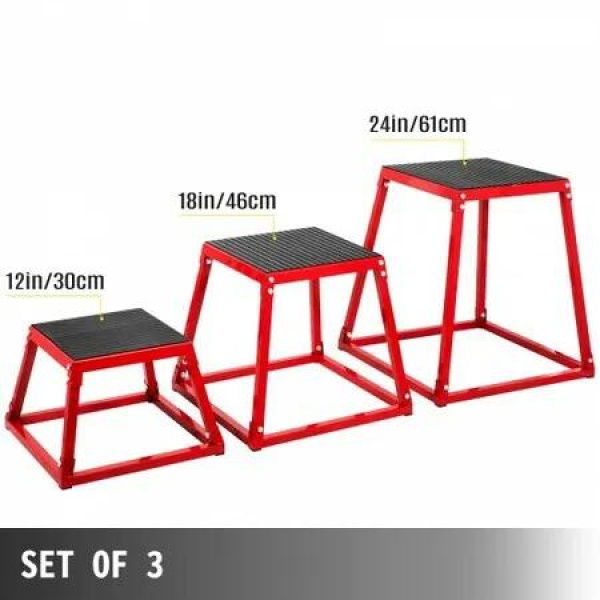 Plyometric Platform Box 12 Inch 18 Inch 24 Inch Plyometric Boxes red plyometric box set for Training (Set of 12/18/24 Inch)