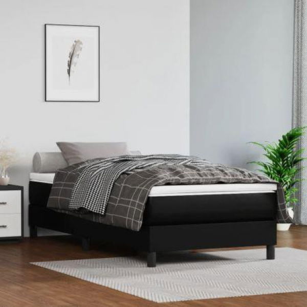 Pocket Spring Bed Mattress Black 107x203x20 Cm Super Single Faux Leather