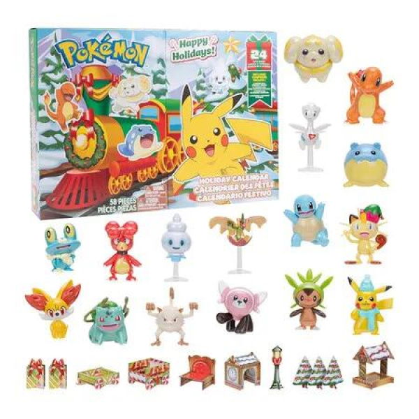 Pokemon 2024 Holiday Advent Calendar with 24 Gifts, Christmas Playset For Boys and Girls Age 4 Up