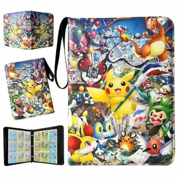 Pokemon 9-Pockets Trading Card Holder Fits 900 Cards with 50 Removable Sleeves PU Card Binder, TCG Card Binders Card Storage Album Cards Collection