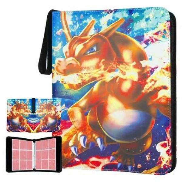 Pokemon Card Binder 900 Pockets, Trading Card Binder 9-Pocket Card Holder Binder Card PU Collector Album with 50 Removable Card Sleeves for Kids Gift