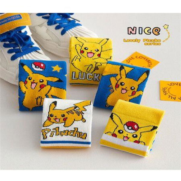 Pokemon KIDS 5 Pack Socks Patterned Novelty Colorful Funny Cartoon SizeXL