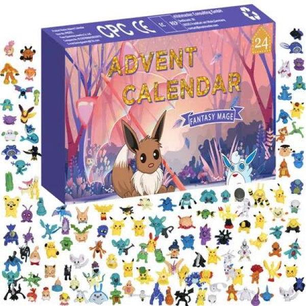 PokEmon NEW Holiday Advent Calendar with 24 Gifts Christmas Playset for Kids Characters Include 2' Pikachu, Bulbasaur, Charmander e Toy Figures