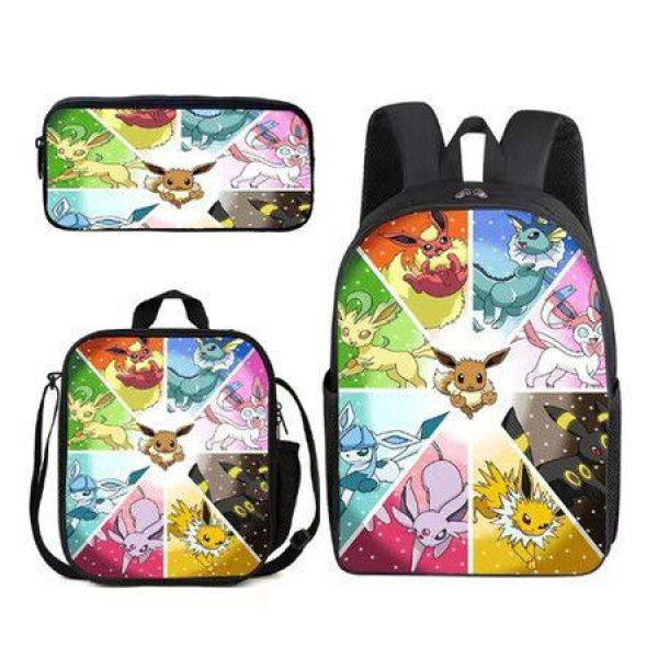 Pokemon Schoolbag Cartoon Cute Pikachu Primary School Student Backpack + Shoulder Bag + Pencil Case.