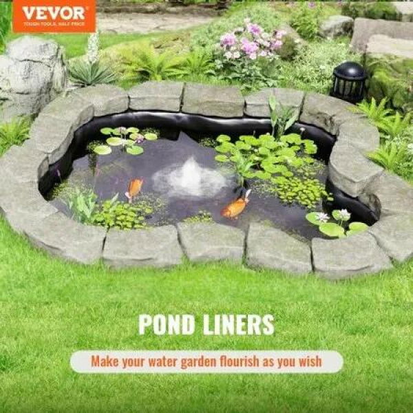 Pond Liner Fish Liner 10 x 15 ft 45 Mil EPDM Easy Cutting Underlayment