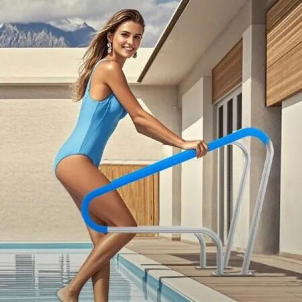 Pool Handrail 2 PCS 48x36in Stainless Steel with Base Plate for Spas