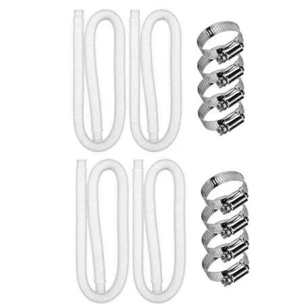 Pool Pump Hose Replacement 4PCS Diameter 3.17cm Filter Compatible Intex Above Ground Swimming Pools Pumps 149cm Long White