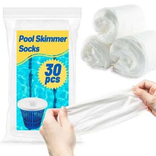 Pool Skimmer Socks Filter - 30PCS Pool Socks Skimmer Cleaning Filter Cleans Debris,Leaves for In-Ground,Above Ground Pools