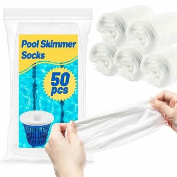 Pool Skimmer Socks Filter - 50PCS Pool Socks Skimmer Cleaning Filter Cleans Debris,Leaves for In-Ground,Above Ground Pools