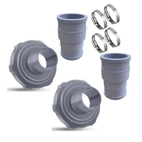 Pool Vacuum Hose Adapter Kit Compatible with Intex Adapter B,Pool Skimmer Hose Connector Replacement Hoses Adapter with Clamps(Grey)