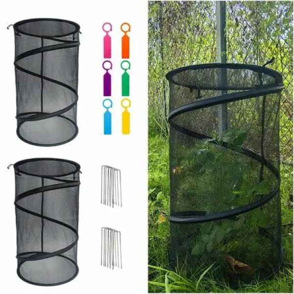 Pop Up Plant Covers 3 Pack Instant Garden Protection with 12 Pins 18 Labels,Insect Bird for Vegetables Flowers Seedlings Reusable Easy Setup(Black)