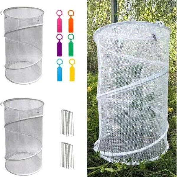 Pop Up Plant Covers 3 Pack Instant Garden Protection with 12 Pins 18 Labels,Insect Bird for Vegetables Flowers Seedlings Reusable Easy Setup(White)