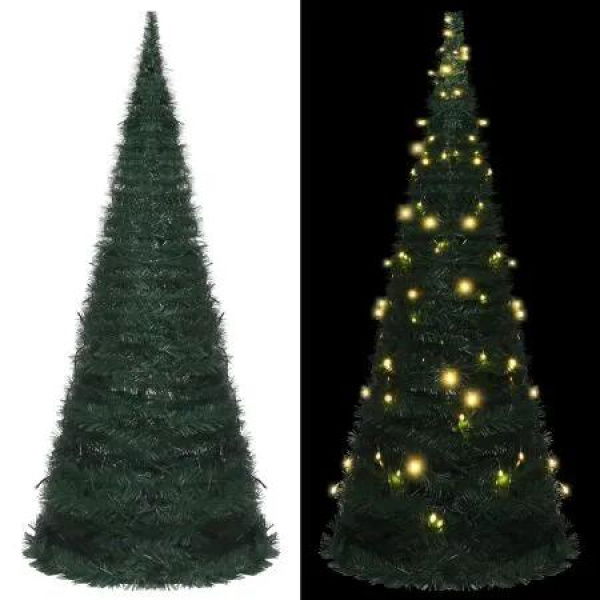 Pop-up String Artificial Christmas Tree with LED Green 210 cm