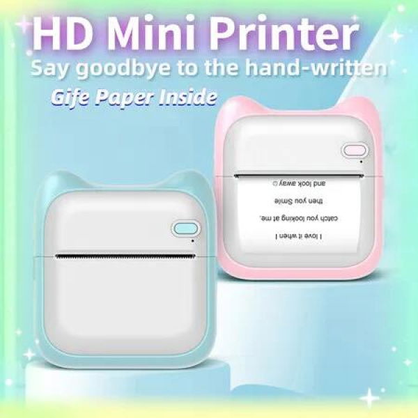 Portable 1000mAh Mini Photo Printer for iPhone/Android: Capture Memories and Create Instant Gifts, Study Notes, or Work Memos (Blue)