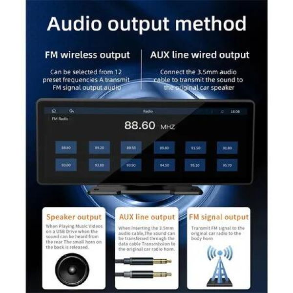 Portable 10.26 Inch HD Apple CarPlay and Android Car Radio with Hands-free Touch Screen