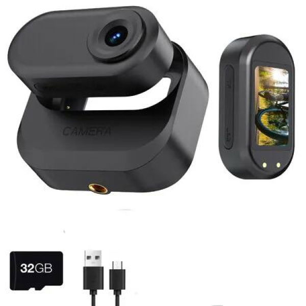 Portable 1.47 Inch Screen Thumb Mini 1080P Body Sports Camera Dual Battery with Magnetic Plus Battery Compartment Dog,32G-Card(Black)