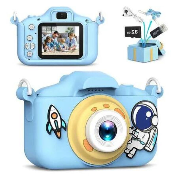 Portable 20MP Kids Camera Selfie Toy with 1080P HD Digital Video,32GB SD Card Perfect Birthday Christmas Festival Gifts