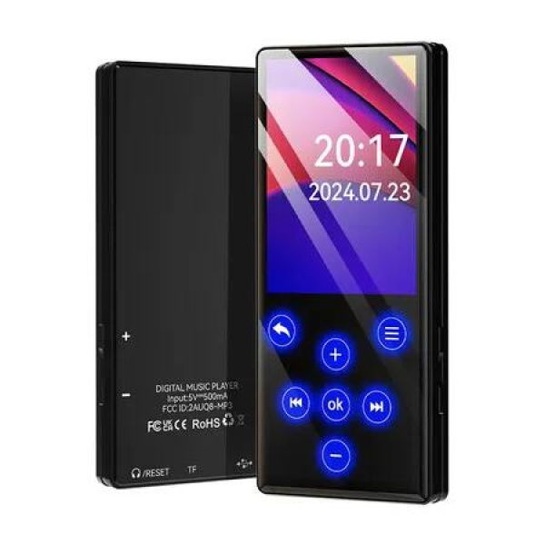Portable 64GB MP3 Player with 2.4Inch Touch Screen, HiFi Speaker Bluetooth 5.0 Portable MP3 FM Radio Photo E-Book Reader, Audio/Video Multi-Format Playback