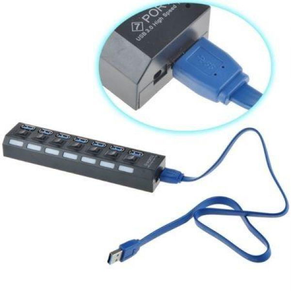 Portable 7-Port USB 3.0 Hub With Independent Switch