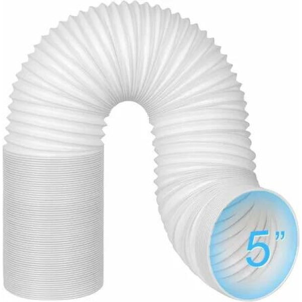 Portable AC Hose 130mm 5Inch Anti Clockwise Thread Air Conditioner Duct Extendable 2M PVC Support Counter-Clockwise Conditioning