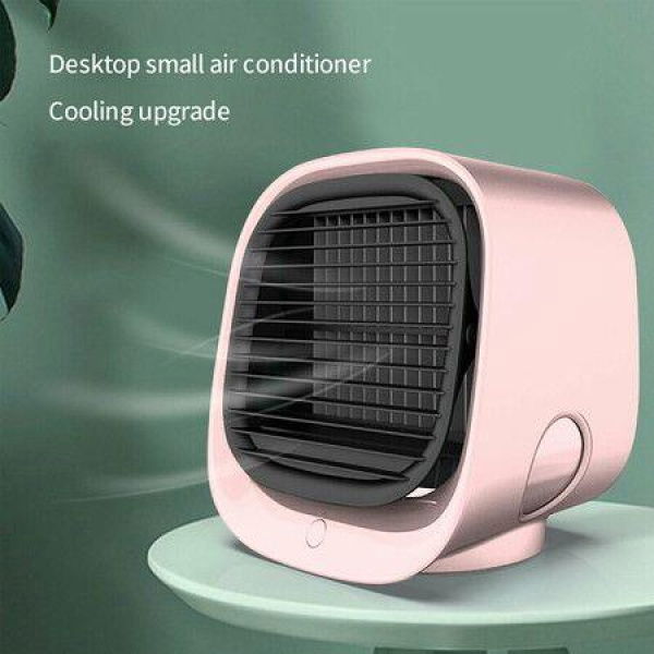 Portable Air Conditioner Fan, 3 Speed Rechargeable Evaporative Air Cooler, Mini AC Desktop Fan for Room Home Bedroom Office Indoor Outdoor Color Pink