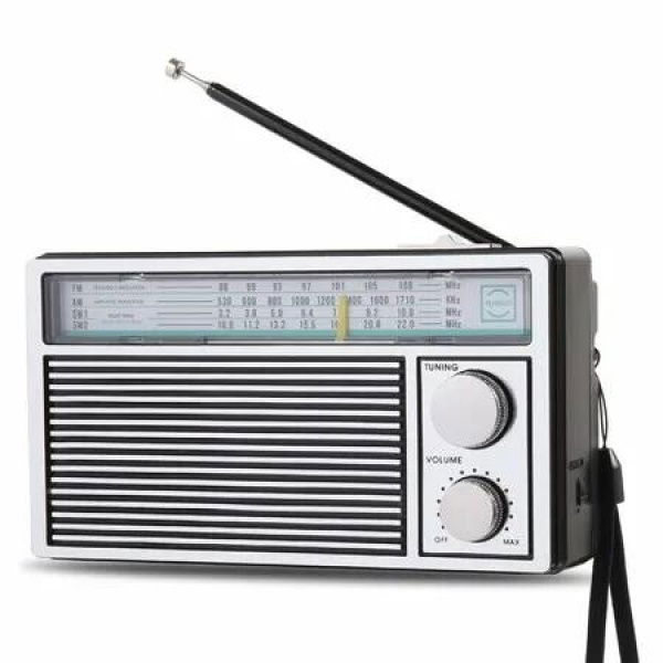 Portable AM FM Radio Retro Transistor Loud Speakers Battery DC Power Indoor Outdoor Emergency Small Gift
