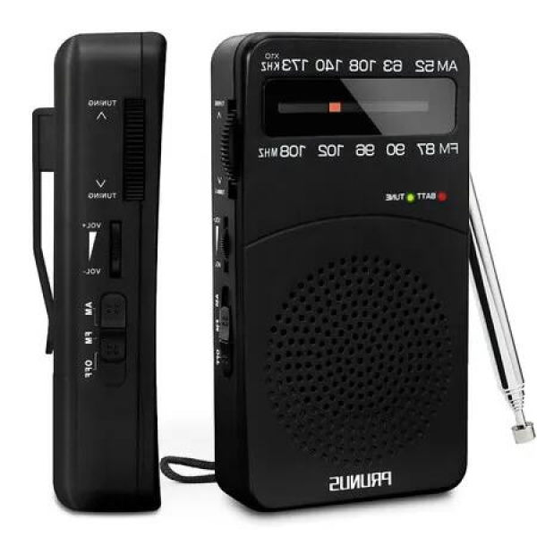 Portable AM FM Radio with Tuning Light, Back Clip, and Excellent Reception for Indoor, Outdoor, and Emergency Use