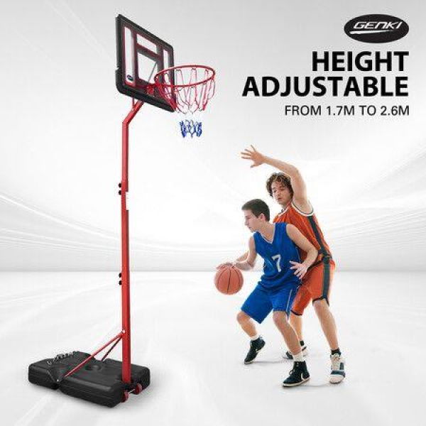 Portable Basketball Hoop Indoor Stand System Ring Net Set Outdoor 1.7m-2.6m Height Adjustable Ball Kids Genki.