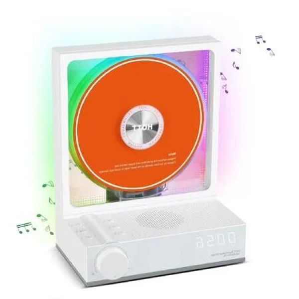 Portable Bluetooth 5.3 CD Player with RGB Lights, HiFi Speakers, Boombox Player Support TF Card,Transcription,Timer,LED Screen (Home & Kids Gift)