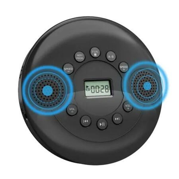 Portable Bluetooth CD Player with Headphones Discman Walkman CD Player Rechargeable with Dual Stereo Speakers,MP3 USB(Black)