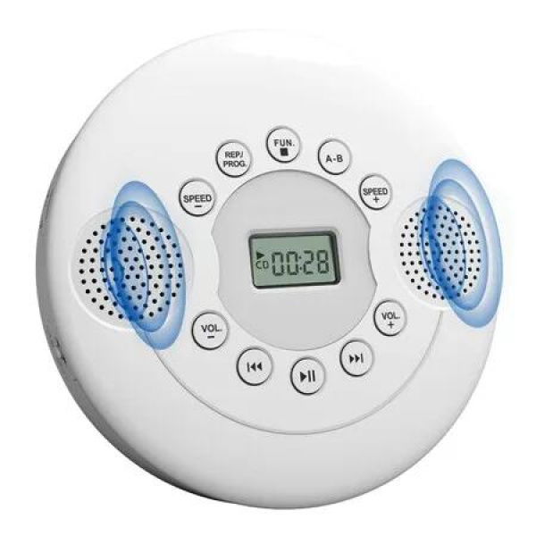 Portable Bluetooth CD Player with Headphones Discman Walkman CD Player Rechargeable with Dual Stereo Speakers,MP3 USB(White)