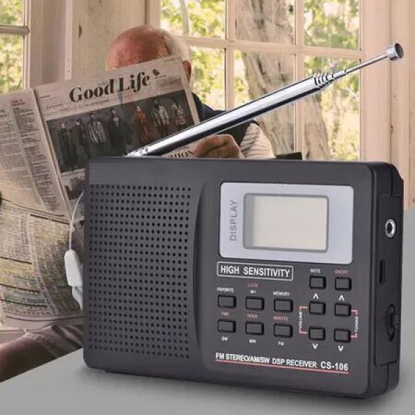 Portable Bluetooth Radio, FM AM Shortwave Radios with Sleep Timer, Rechargeable Digital Recorder, Stereo MP3 Player with Display