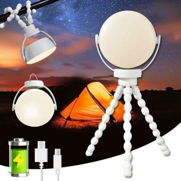 Portable Camping Lantern Rechargeable Flexible Tripod Clip On Camping Lights with Waterproof Tent Light Emergency Lighting