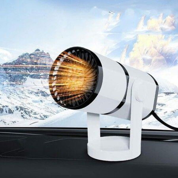 Portable Car Heater For Window Defroster Demister 12 V 2 And 1 Hot And Thermal Cooling Fan Ceramic Plug-in Cigarette Lighter For Car-White