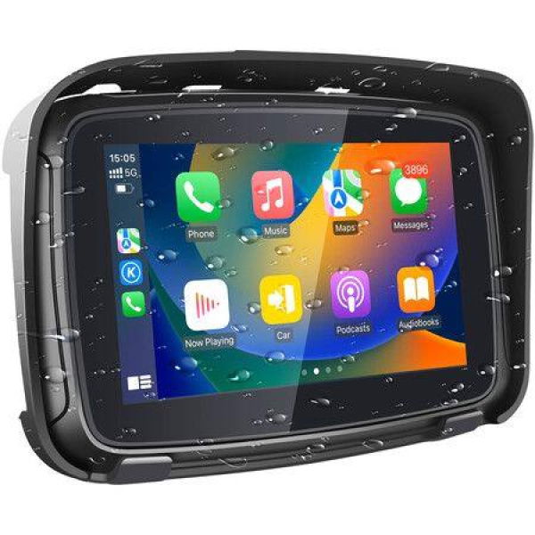 Portable Carplay Screen for Motorcycle,Wireless Carplay & Android Auto GPS for Motorbike,5