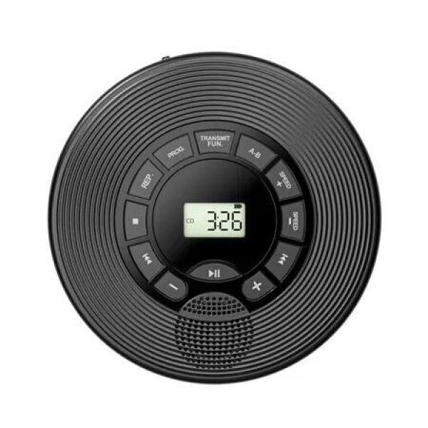 Portable CD Player with Stereo Speakers, Personal Walkman CD Player for Car with Headphones, USB Port, Bluetooth and AUX Output (Black)