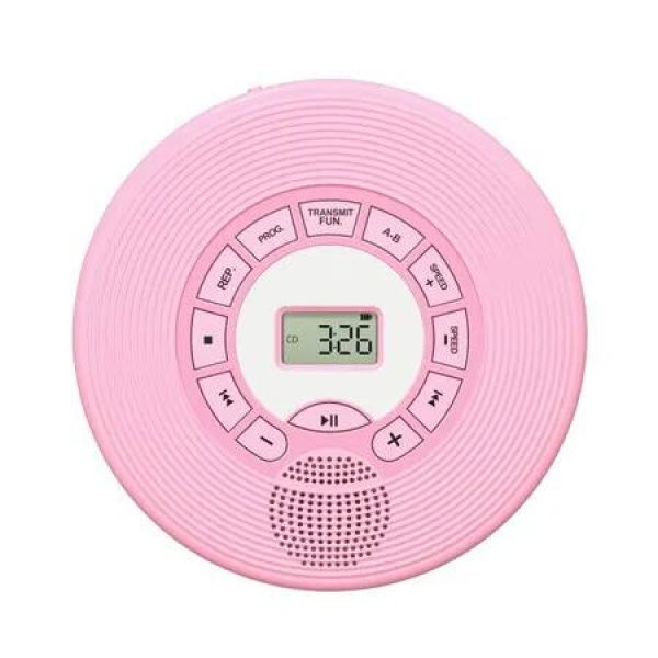 Portable CD Player with Stereo Speakers, Personal Walkman CD Player for Car with Headphones, USB Port, Bluetooth and AUX Output (Pink)