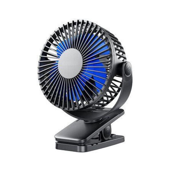 Portable Clip-on Fan Battery Operated Small Powerful USB Desk Fan 3 Speed Quiet Rechargeable Mini Table Fan 360 Rotate Personal Cooling Fan For Home Office Stroller Camping (Black)