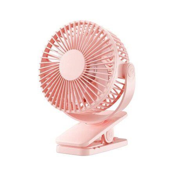Portable Clip-on Fan Battery Operated Small Powerful USB Desk Fan 3 Speed Quiet Rechargeable Mini Table Fan 360 Rotate Personal Cooling Fan For Home Office Stroller Camping (Pink)