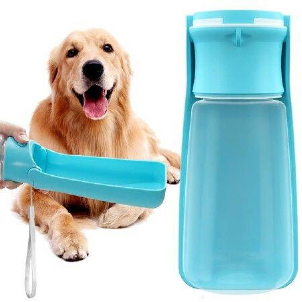 Portable Dog Water Bottle For Walking 19 Oz For Puppy Small Medium Large Dogs Dispenser Bowl Dog Accessories (19 Oz Blue)