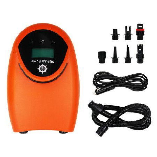 Portable Electric Air Pump 20PSI High Pressure Air Compressor Inflate And Deflate Pump With 7 Nozzles For Inflatable Stand-up Paddle Surfboard Color Orange