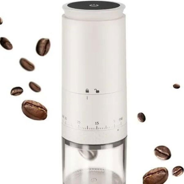 Portable Electric Coffee Grinder,Cordless for Traveling Camping Office,Adjustable Grind Settings,Beige