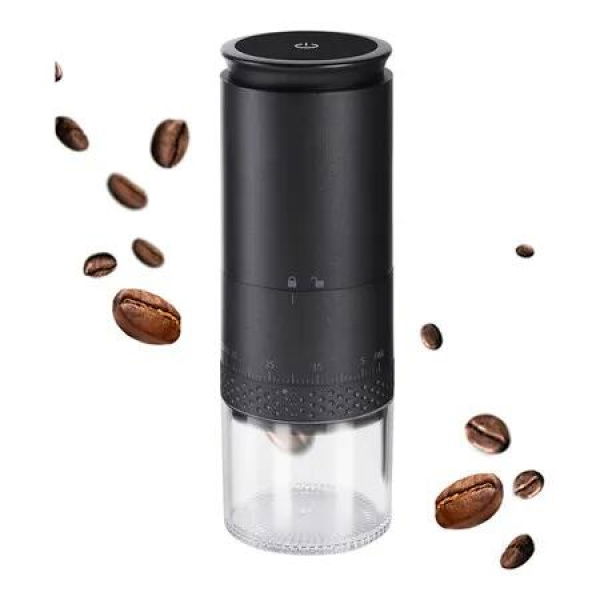 Portable Electric Coffee Grinder,Cordless for Traveling Camping Office,Adjustable Grind Settings,Black
