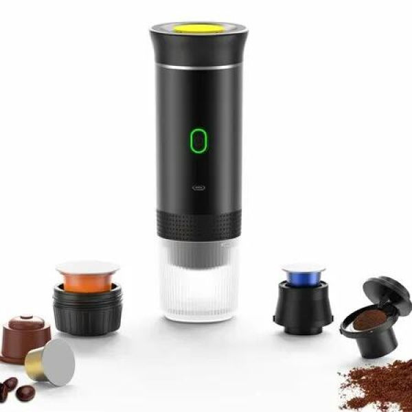 Portable Electric Espresso Machine,Rechargeable Portable Camping Coffee Maker,For Ground and Capsule Coffee,For Travel,Camping,Office Color Black