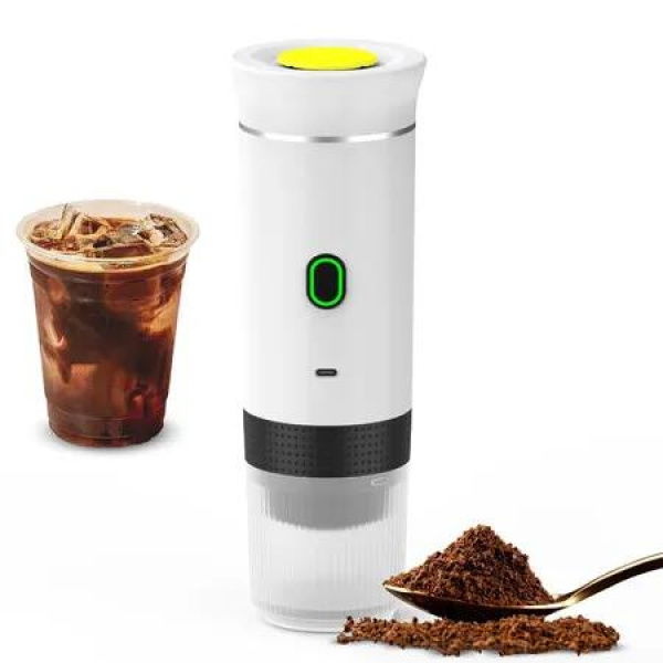 Portable Electric Espresso Machine,Rechargeable Portable Camping Coffee Maker,For Ground and Capsule Coffee,For Travel,Camping,Office Color White