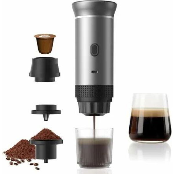 Portable Espresso Coffee Maker Machine Camping Travel Battery Self Heating Car Capsule Ground Accessories