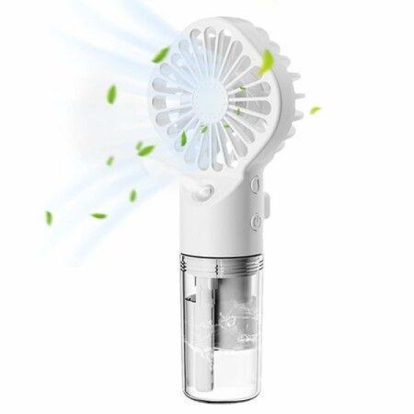 Portable Fan, Handheld Fan with Water Mist Spray Desk Fan 4 Speed Face Steamer Fan USB Spray Cooling Fans with Clear Water Tank for Outdoor Indoor White