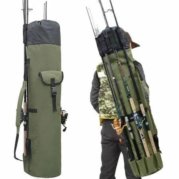 Portable Fishing Rod Bag,Fishing Pole Case Bag with Durable Folding Oxford Fabric,Holds 5 Poles Tackle Color Green
