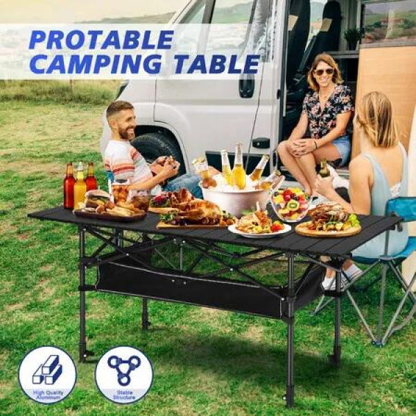 Portable Folding Camping Table Picnic Outdoor Foldable Desk Aluminium with Storage Carry Bag