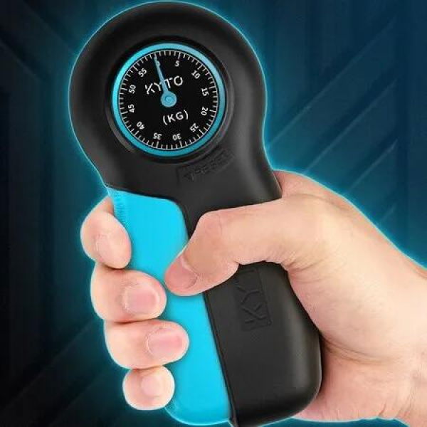 Portable Hand Grip Dynamometer, Digital Hand Grip Strength Meter Strengthener Exercise Measurement Wrist Strengthener (Black and Blue)